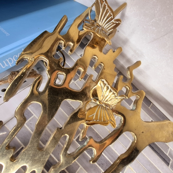 Gold Metal Tree Sculpture with Butterflies - Picture 7 of 9